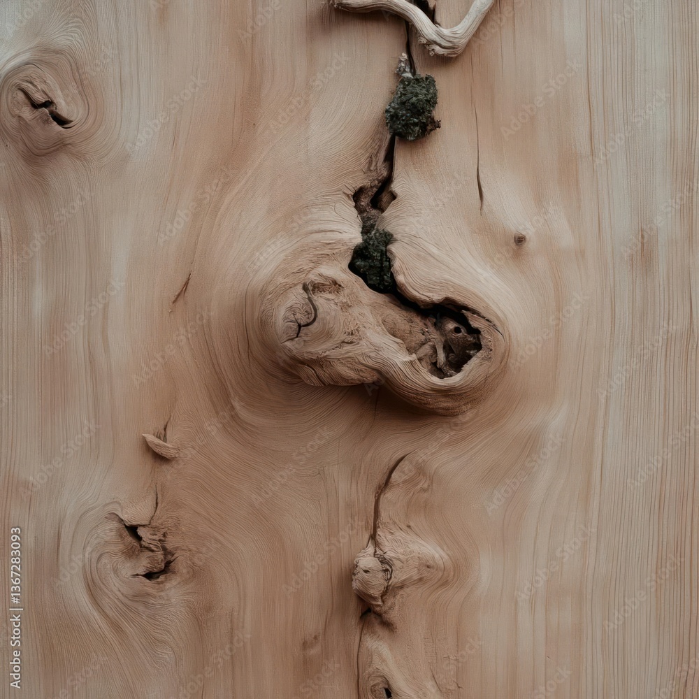 Poster close up of natural wood texture with intricate patterns including knots and cracks showcasing organ