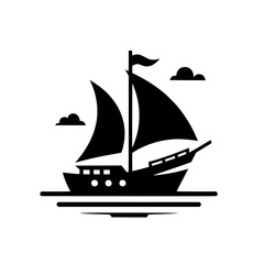 Black and White Sailing Vessel Icon: A Classic Silhouette