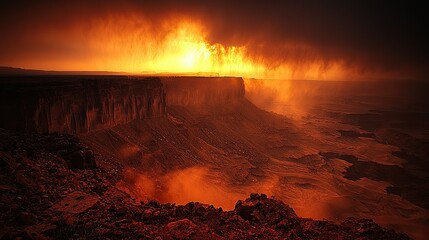 Fototapeta premium Fiery Sunset over Canyon Landscape