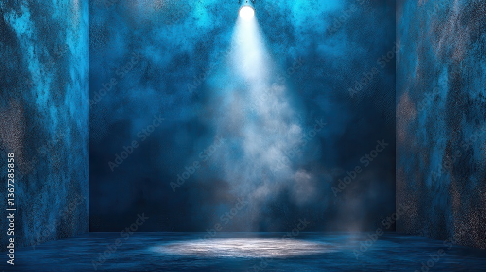 Aufkleber empty blue background,spotlight with studio for showing or design blank backdrop made from cement ma