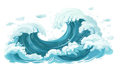 Fototapeta premium Minimalist Vector Illustration of Ocean Wave in Flat Design