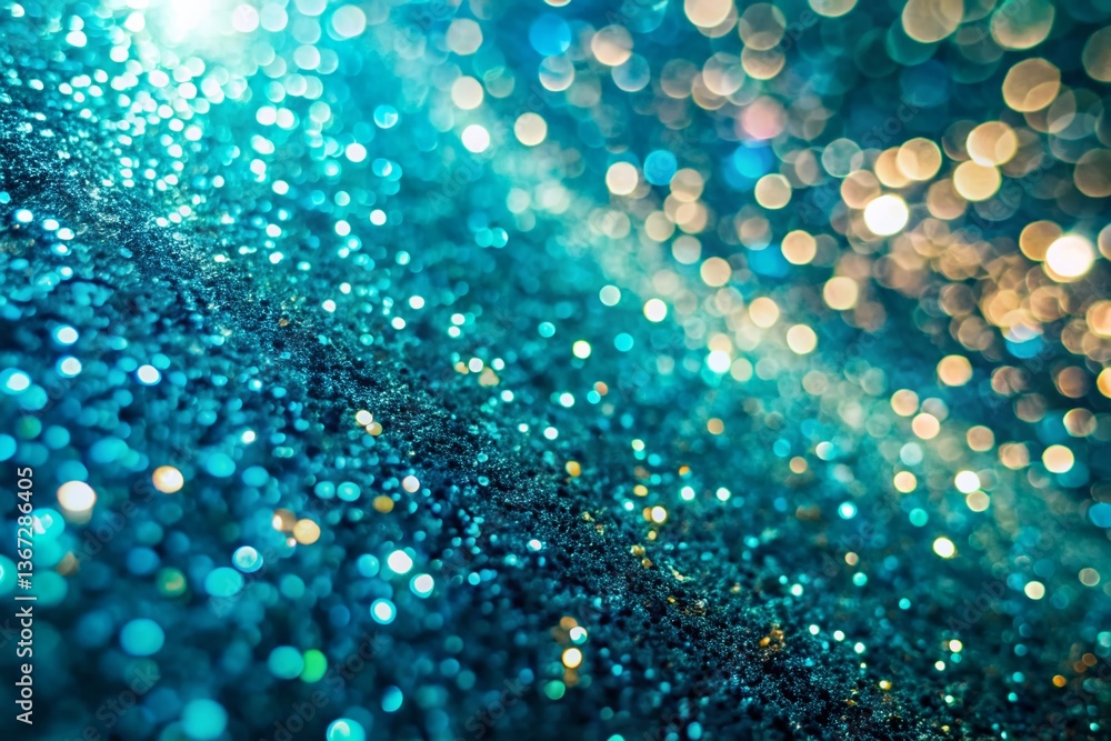 Aufkleber aerial view glittering cyan sequin texture - abstract background