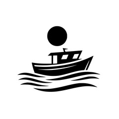 Minimalist Silhouette: Boat Under Sun