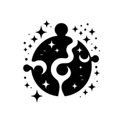Celestial Puzzle: Abstract Black and White Design