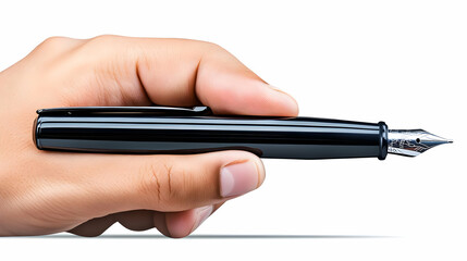 Photo Holding Black Pen Close-Up Demonstrating Elegant Grip and Writing Gesture