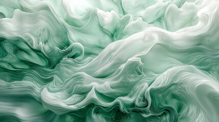 Obraz premium Abstract fluid patterns in shades of green create a serene atmosphere evoking nature's beauty and tranquility Generative AI