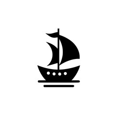 Minimalist Sailboat Icon on White
