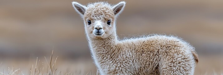 Adorable baby alpaca in the wild