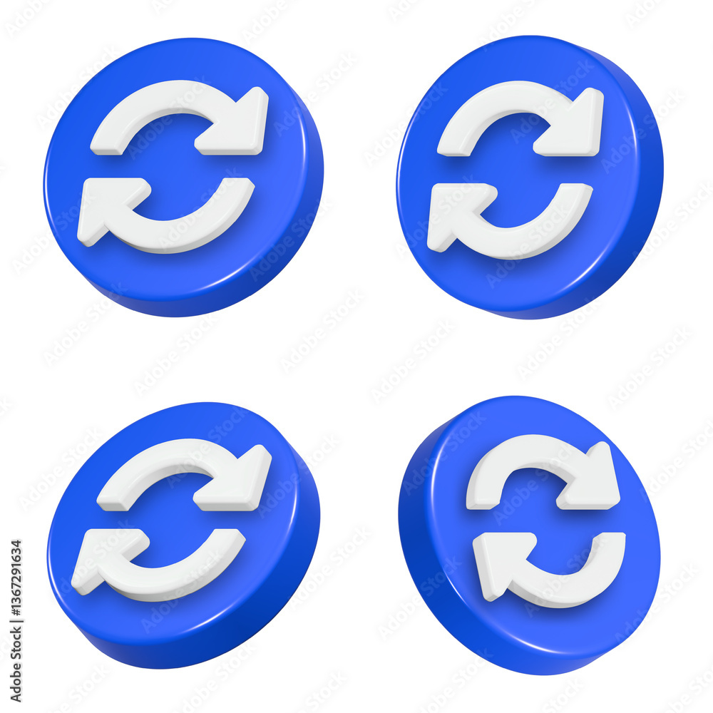 Poster refresh icon 3d realistic icon for app web