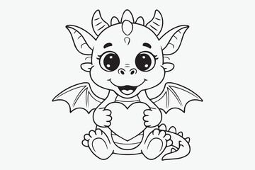 cute dragon Black and White Vector