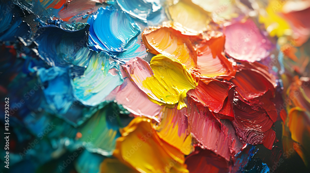 Poster exquisite colorful painting displaying free-flowing colors from an artist's palette with vivid hues 