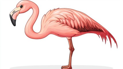 flamingo standing isolated,cartoon illustration style