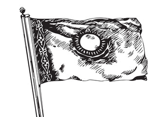 Hand drawn Kazakhstan flag waving in the wind, Kazakhstan independence day. Vector illustration