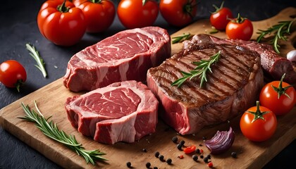 Juicy Grilled Steaks with Rosemary and Tomatoes