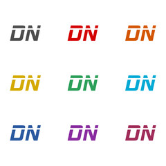 DN logo icon isolated on white background. Set icons colorful