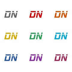 DN logo icon isolated on white background. Set icons colorful