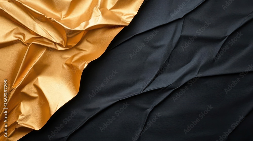 Aufkleber Abstract image featuring a contrast between generic fabrics arranged in a textured pattern. The lighting highlights the folds and wrinkles