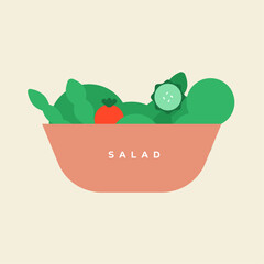 Minimalist Veggie Bowl- A Clean Vector Illustration of Salad
