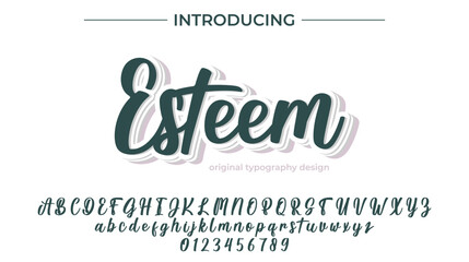 Esteem Font Stylish brush painted an uppercase vector letters, alphabet, typeface