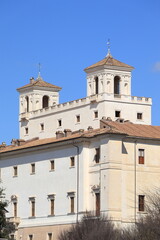 Villa Medici Exterior with Blue Sky in Rome, Italy