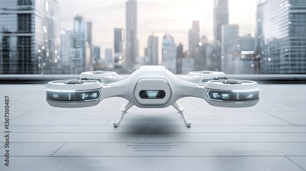 Poster automated drone delivery system for fast and efficient parcel transport futuristic concept of flying