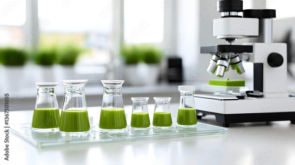 Poster bright green matcha extract analyzed in a laboratory setting for developing innovative health and we