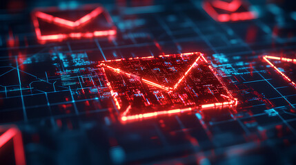 Scam fraud security warning crime internet technology phishing online alert digital risk protection 3d threat background with danger message spam cyber concept hacking attack email sms caution symbol