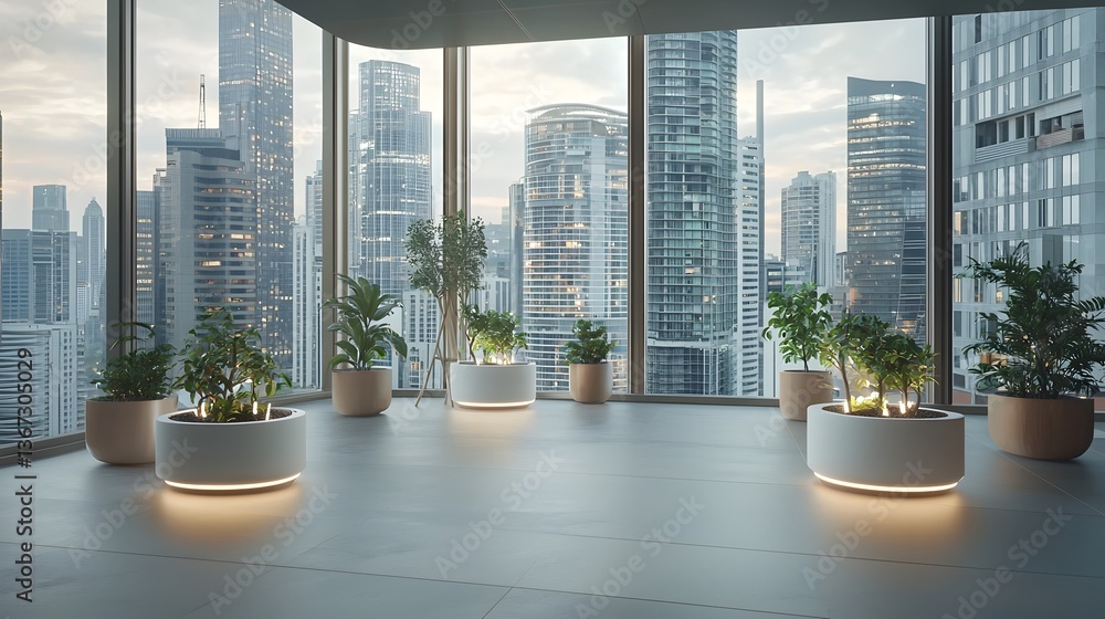 Aufkleber innovative smart garden featuring plants that glow based on their levels showcasing a sustainable te
