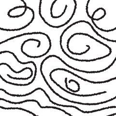 Black Abstract Curved Line Pattern Design on White Background