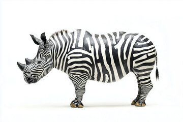 Obraz premium Unique zebra-striped rhinoceros sculpture showcasing artistry and creativity in animal forms