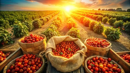 Aerial View of Italian Pasta Ingredients: Tomatoes, Basil, Flour, and Wheat