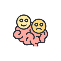 Bipolar disorder colored icons, minimalist vector illustration ,simple transparent graphic element .Isolated on white background