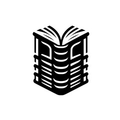 Bold Black & White Book Icon: Open Pages of Knowledge