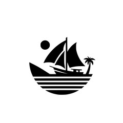 Silhouette Serenity: Sailboat at Sunset by the Shore