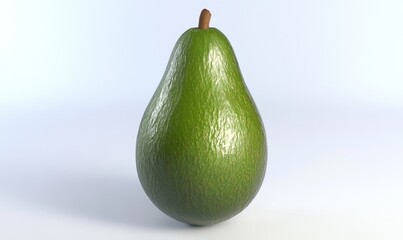 A Single Ripe Avocado on a White Background