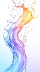 Naklejka premium Colorful water splash flowing with vibrant gradient on white backdrop