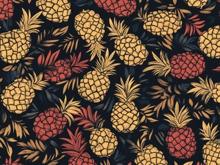 Tropical Pineapple Paradise: A Vibrant Seamless Pattern of Exotic Fruits