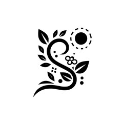 Minimalist Floral Design: Black and White Nature Motif