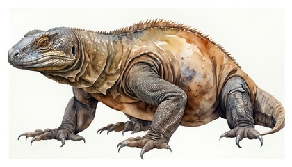 Obraz premium Komodo Dragon Watercolor Illustration