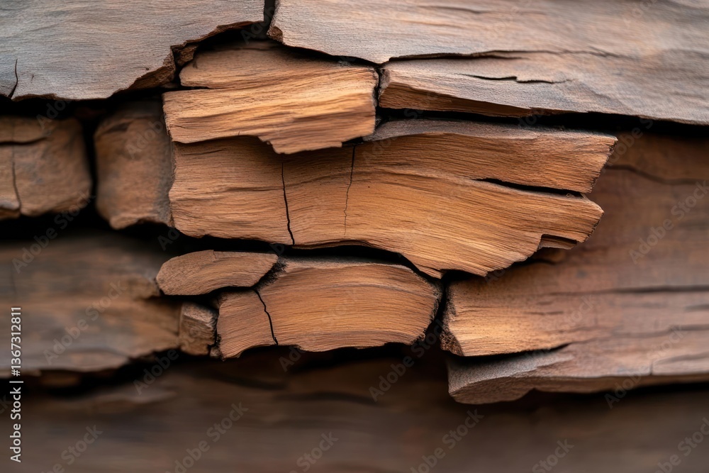 Poster close-up shot of weathered wood with cracked and flaking surface. the image highlights textures of b