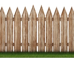 Fototapeta premium Wooden Picket Fence with Grass