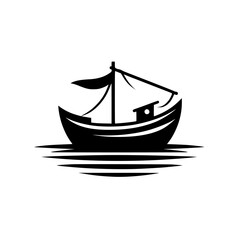 Silhouette of a Boat on Water: Minimalist Nautical Design