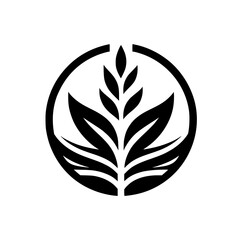 Minimalist Leaf Emblem: Circle, Black & White Nature Logo
