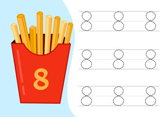 Kids learning material. Worksheet for learning numbers. Number 18