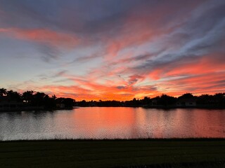 sunset over the lake