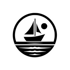 Nautical Minimalism: Sailboat and Sea Symbol