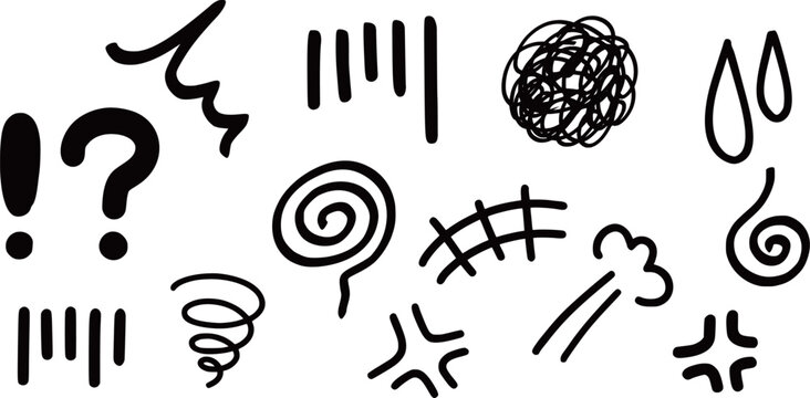 A series of emotional expressions drawn in manga style, vector illustration