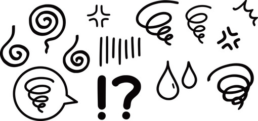 A series of emotional expressions drawn in manga style, vector illustration