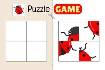 Education paper game for preshool children. Cut out the parts and glue them in the correct place. 
