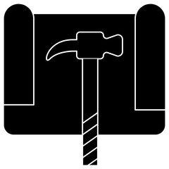 Hammer hitting nail icon symbolizing construction, carpentry, DIY, industrial work, repair jobs, and Labour Day celebration with transparent background